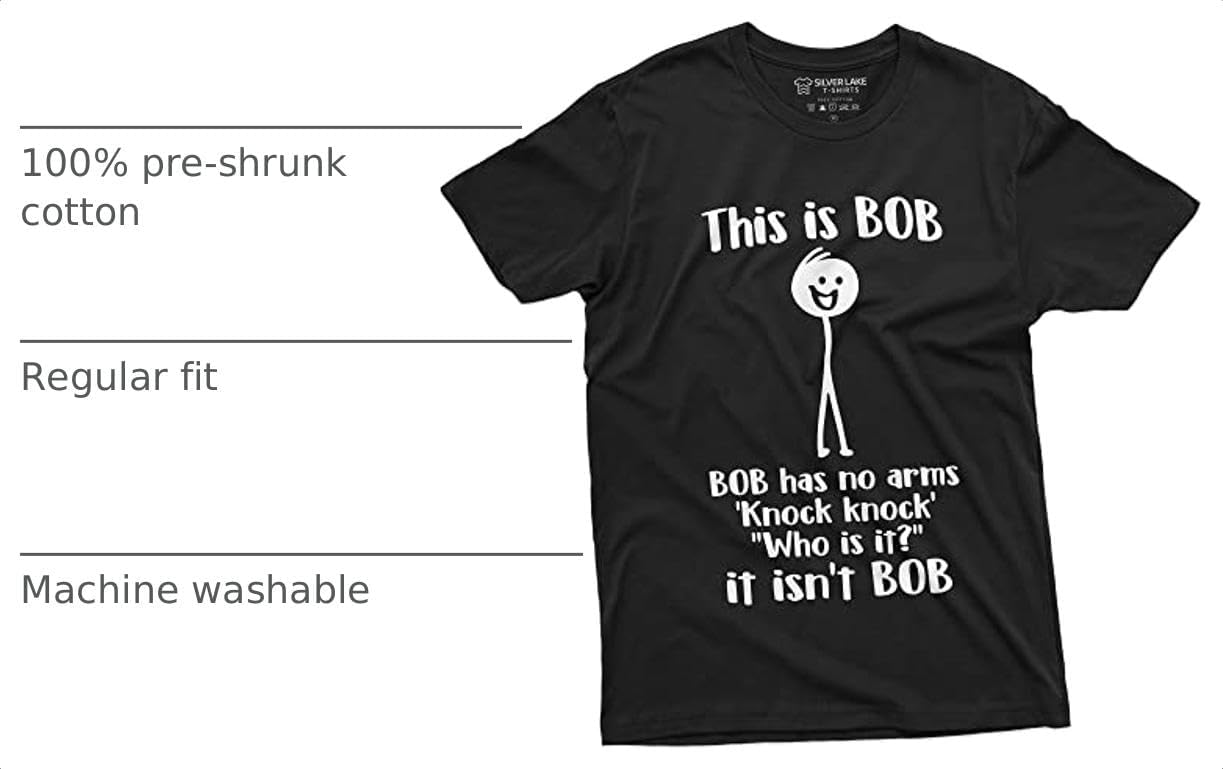 Men's Funny This is Bob. Bob Has No Arms T-Shirt Novelty Gifts Funny Shirt image 3