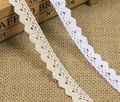 10 Yards 1/2 Inch Wide Cotton Lace Trim DIY Craft Delicate Ribbon Scallop Edge for Scrapbooking Gift Package Crocheted Lace Trim Craft Ribbon White