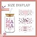 AFRITEE UV DTF Cup Wraps - 8 Sheets Pink Mama Birthday Gift, Cute Flower Butterfly Rub On UV DTF 16 20 oz Glass Coffee Cup Wraps for Thank You Best Mom Ever Birthday Creative Gifts