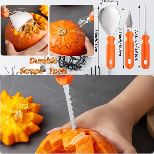 Halloween Pumpkin Carving Kit, Pumpkin Carving Tools for Kids, Easy & Safe, DIY Stainless Steel Pumpkin Carving Set for Halloween Decoration Jack-O-Lanterns, Gift for Halloween(24 PCS) - Image 2