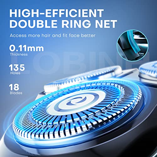 Lobinh Electric Shaver For Men, 100% Washable Rotary Shaver, Rechargeable Electric Razor Wet & Dry Shaving With Pop-Up Trimmer, 1 Hour Fast Charging, 4D Floating Head, Lcd Power Indicator - Pa188 #TOP2