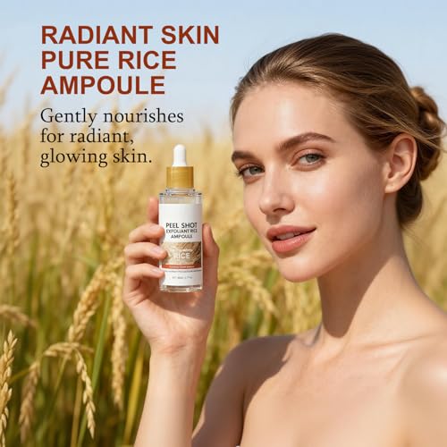 OLACLUK Peel Shot Glow Rice Ampoule Duo – White and Black Rice Exfoliating Ampoules, Pore Minimizing Gentle Peel, Deep Hydration - Black Rice Exfoliant for All Skin