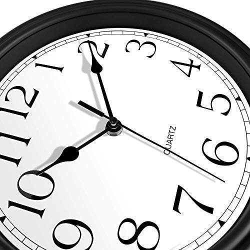 Image of Foxtop Silent Non-Ticking Round Classic Clock Retro Quartz Decorative Battery Operated Wall Clock for Living Room Kitchen Home Office (12 Inch, Black)