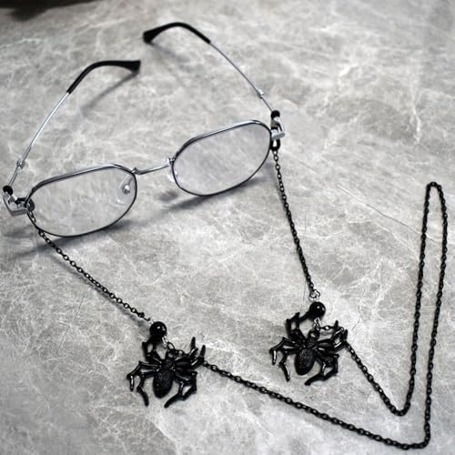 Image of Glasses Chain for Women Black Goth Spider & Mask Pendant Eyeglass Strap Holder Halloween