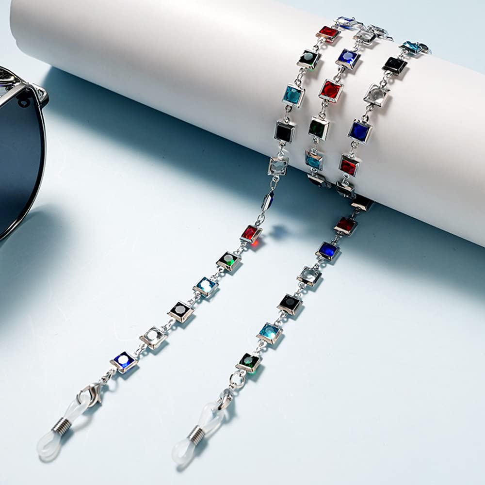 Schlichte, vielseitige Brillenketten, Stilvolle Brillenkette, Metall-Brillenband, farbige Diamanten, Brillen-Haltekette for Damen