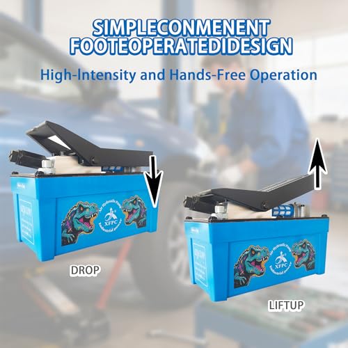 Image of Air Hydraulic Pump 0.45 Gal 10,000 PSI Reservoir NPT 3 /8 inch Oil Outlet, NPT 1 /4 inch Inlet, Air Hydraulic Foot Pump Made of Aluminum, Blue