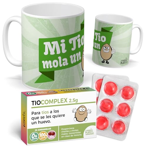 Pack Tío| Taza Tio Mola un Huevo + Caramelos TIOCOMPLEX | Regalo Original y Divertido para Tíos | Detalle Especial para Cumpleaños, Día de la Familia y Navidad Pack Tío| Taza Tio Mola un Huevo + Caramelos TIOCOMPLEX | Regalo Original y Divertido para Tíos | Detalle Especial para Cumpleaños, Día de la Familia y Navidad