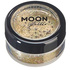 Moon Glitter Holografische glittershaker, 100% cosmetische glitter voor gezicht, lichaam, nagels, haren en lippen, inhoud: 5 g Costumes goud