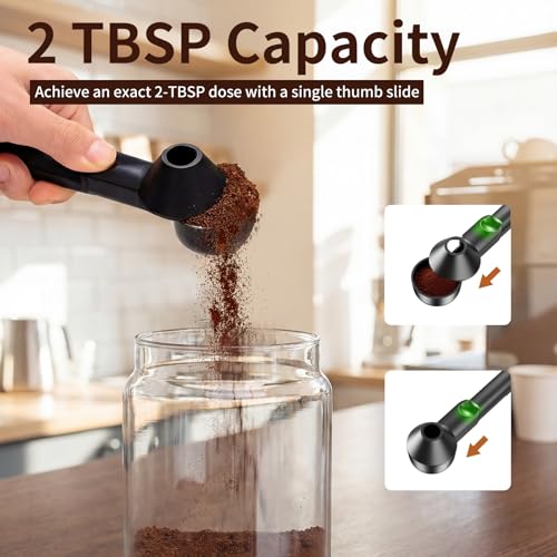 Image of 2 Pcs Coffee Scoop with Funnel for Reusable K Cup, 2 TBSP Measuring Spoon | Mess-Free Funnel Design, Sliding Leveler for Precise 2 TBSP, Long Handle for Ground Coffee, Protein Powder & Tea
