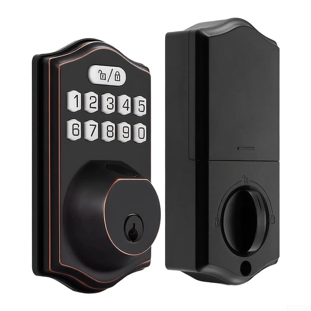 Cilindro elettronico per porta con impronta digitale e tastiera (nero)