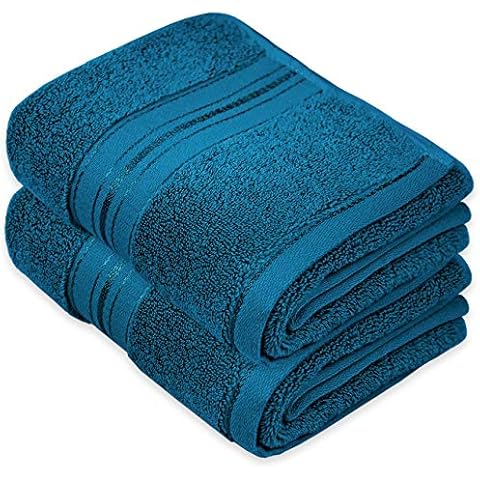 Cleanbear Cotton Hand Towel Thick Bathroom Hand Towels - 2 Pack (Peacock Blue), 13 x 28 Inches Cover