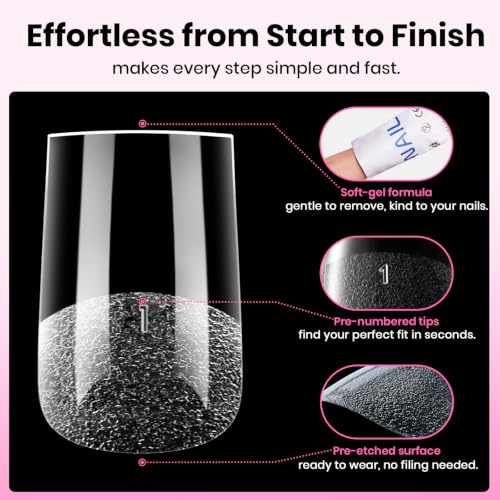 Image of Beetles Flat-X Soft Gel Nail Tips, Short Square, 640Pcs, 16 Sizes