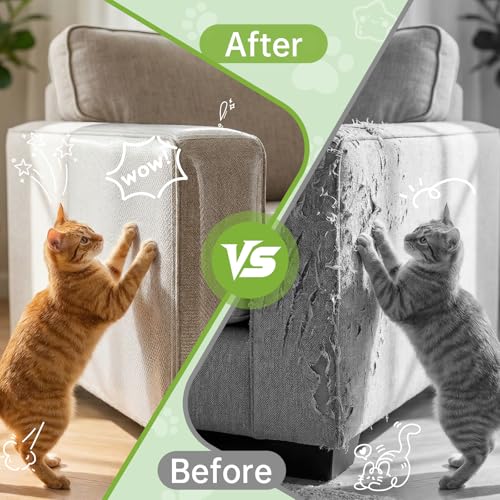 Anti-Cat Scratch Furniture Protector, Single-Sided Sticky Couch Protector for Cats Claws,Cat Scratch Deterrent for Furniture Door,Cat Scratch Furniture Protectors,Cat Accessories(196.85\" x 11.81\" )
