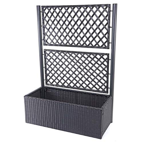 Preisvergleich Produktbild Mendler Poly-Rattan Rankgitter HWC-D76, Pflanzkasten Rankhilfe, 142x100x43cm - anthrazit