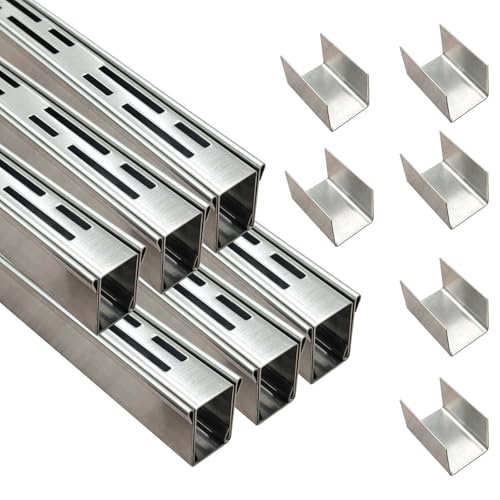 Pool Deck Drain Channel 1-1/4 W 6 Pcs Pool Drain Silver Channel Drain