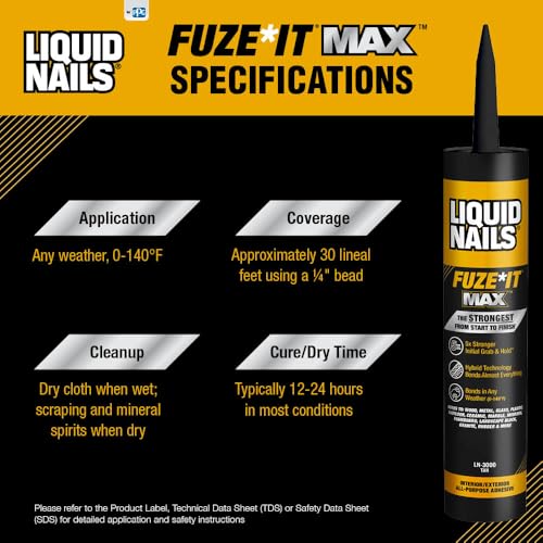 Image of Liquid Nails Fuze It Max 9 oz. Interior /Exterior All Surface Construction Adhesive
