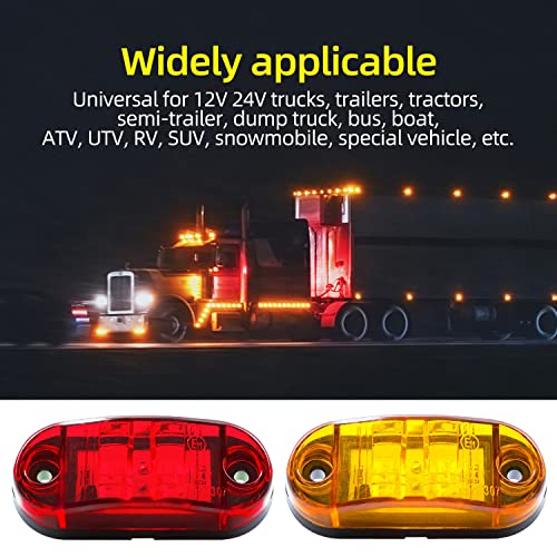 (5X Amber, 5X Red) 2.5 Inch 2 Diode Trailer Marker Lights 2 Led Trailer Side Marker Light Oval Trailer Running Lights For Truck Rv Lorry Pickup Camper Waterproof Exterior Marker Lights Accessories #TOP4