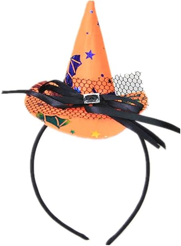 WINZIK - Diadema para el cabello con diseño de sombrero pequeño de bruja puntiagudo de Halloween para niños, accesorios de banda para el cabello y