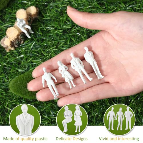 Image of Namalu 30 Pcs, 1: 50 Scale White Unpainted Mini People Figures Miniature People for Model Trains Architectural Standing and Sitting Mini Diorama Figures for Architectural Project