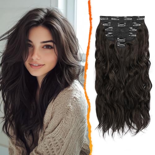 Extensiones de clip pelo rizado BARSDAR 40cm postizo de cabello sintético natural para mujer