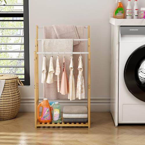 Dripex Freestanding Towel Rack, Towel Shawls Holder with Bamboo Storage Shelf, Stainless Steels Rods, Bamboo Frame, Lightweight, for Home, Bathroom (L46xW24xH76/86/96cm) - Cosy Home Interiors Dripex Freestanding Towel Rack, Towel Shawls Holder with Bamboo Storage Shelf, Stainless Steels Rods, Bamboo Frame, Lightweight, for Home, Bathroom (L46xW24xH76/86/96cm) - Image 6