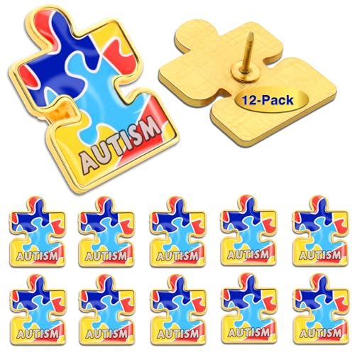 Image of 12 /25 /50 /100Pcs Autism Awareness Lapel Pins Bulk - Inspiring Symbols of Autism spectrum disorder (ASD) Brooch Badge Autism and Humanity - Every Life Has Value
