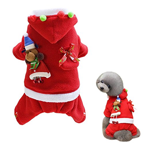Alroman Dogs Christmas Costumes Santa Claus Clothes Pet Santa Claus Suit Pet Red Clothing Doggie Winter Apparel Cold Weather Coats Cat Xmas Shirts New (S (2.7~4.4lbs), Santa Claus-2)