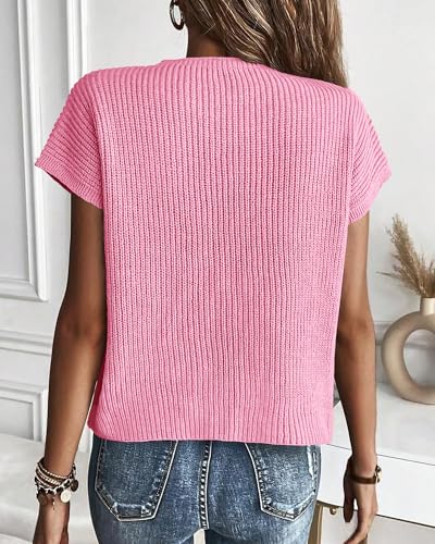 Image of KIRUNDO Summer Fall Short Sleeve Sweater for Women 2026 Casual Sweater Vest Cotton Knit Pullover Tank Tops Fashion Clothing