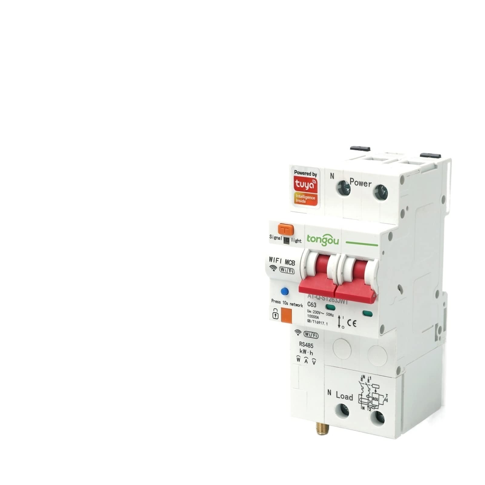 Buy TUYA 2P Single Phase RCBO WiFi Smart Energy Meter Kwh Metering