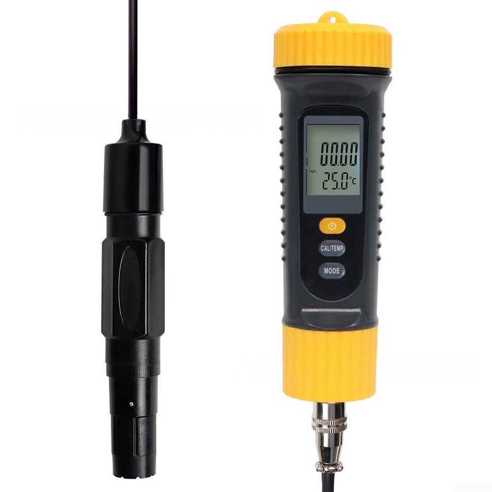 Medidor digital de oxígeno disuelto | Plástico, diseño portátil con LCD para tratamiento de acuicultura y aguas residuales