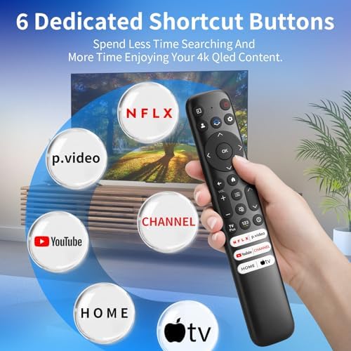 Replacement-for-TCL-Google-TV-Remote-Control, Universal Remote Compatible for TCL UHD HDR LED QLED 4K Google TVs - 4