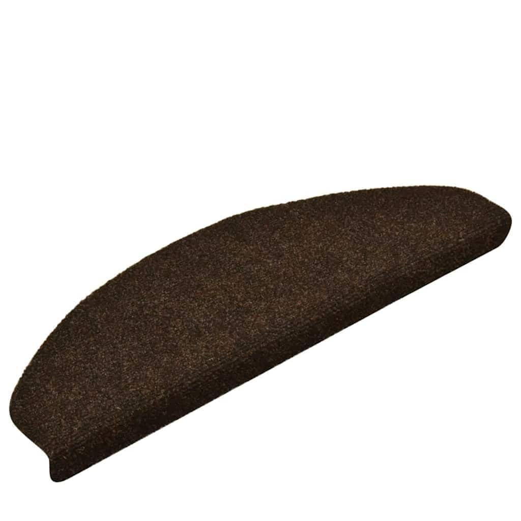 Stufenmatten Selbstklebend 30er Set - Treppenteppich 65x21x4 cm Braun Halbrund, Treppenstufen-Matten aus Nadelvlies für rutschfesten Treppenschutz im Innenbereich
