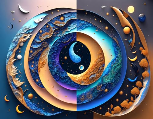 Yin et Yang peinture sur toile 58x90 cm pour habiller un mur vide blanc