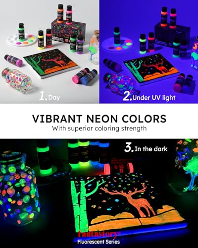 Fantastory FAN-UV-30X10-0815 Halloween Glow In The Dark Paint,60Ml/2Oz,Neon Colors Glow Acrylic Paints,Waterproof Blacklight Paint thumb #4