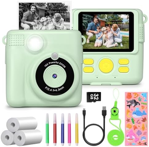 Appareil Photo Instantané Pour Enfants - Imprime Directement En Noir Et Blanc, 1080P, Avec Papier Et Feutres