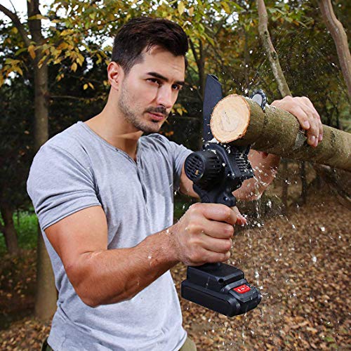 Conpush Elektrische Kettensäge, 4 Zoll Akku Säge Der batteriebetriebene Mini Holzschneider Aller Zeiten wiederaufladba… – Bild 4