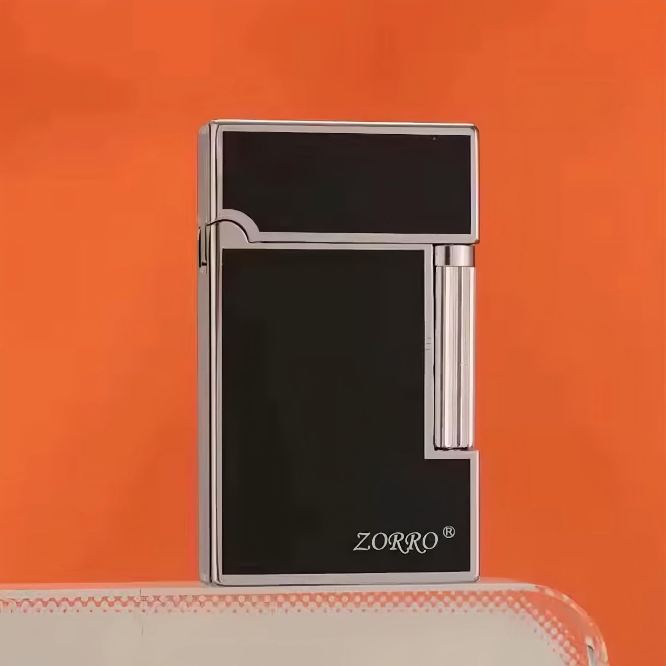 ZORRO 612 Brushed Steel Kerosene Lighter – Side Wheel Rocker Arm Ignition, Ultra-Slim Precision Metal Construction, Refillable Pocket Lighter, with Gift Box (Shell-Gold-with-Box)