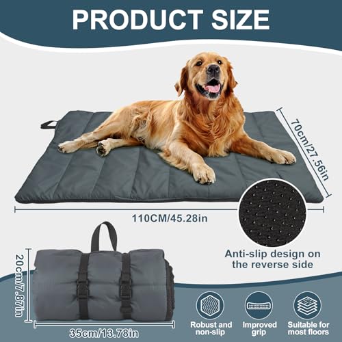 Feelhap Hundedecke 110x68cm Waschbares,Hundedecke für Unterwegs Wasserdicht,rutschfeste Hundematte Komfort und Weiches Wasserdichtes Hundebett,Outdoor,Reise,Auto-Kofferraum Hundekissen (Grau)