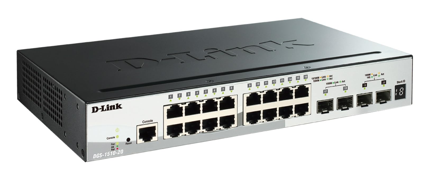 D-Link DGS-1510-20 Switch Smart Manageable 20 Ports Gigabit 10/100/1000mbps - Idéal pour Entreprise Administration et Réseaux Gérés
