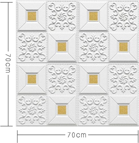Image of TEKCOOL Self-Adhesive Waterproof PE Foam 3D Wall Panels Wallpaper Sticker for Bathroom, Living Room, and Home Decoration (70 x 77cm, Appx. 5.8Sq Feet)-1 piece
