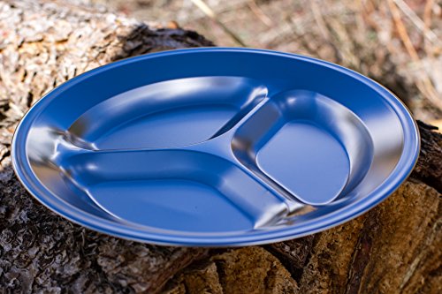 image for Wealers Stainless Steel Plate Set - Portable Dinnerware Set of 4 Round