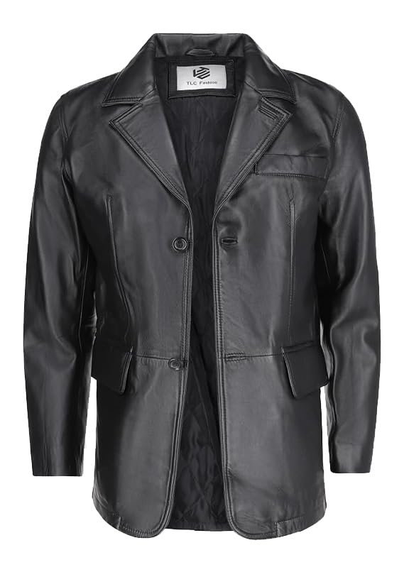 Image of TLC Genuine Leather Blazer Men | Notched Collar Classic Gentleman Style Leather Coats for Men