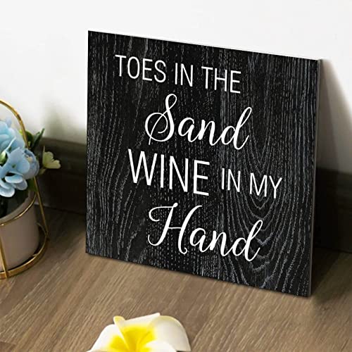 Wooden Wall Signs With Saying Toes In The Sand Wine In My Hand Decorative Wood Signs Plaques Bible Quote Wood Sign For Home Cabin Front Door Outdoor Decoration 10X10In #TOP2