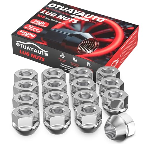 Image of OTUAYAUTO 3 /8-24 Open End ATV Lug Nuts - Replacement for Polaris Magnum, Polaris RZR, Sportsman, Xplorer Aftermarket Wheels, Cone Seat, 17mm Hex, 16PCS Chrome Bulge Acorn Lug Nut Set