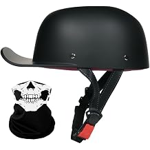 Beanie Baseball Cap Motorcycle Biker Helmet DOT for Man Woman, Lightweight Street Moped Scooter Vintage Half Helmet Hat DOT Approved, German Open Face Adult Vintage Helmets
