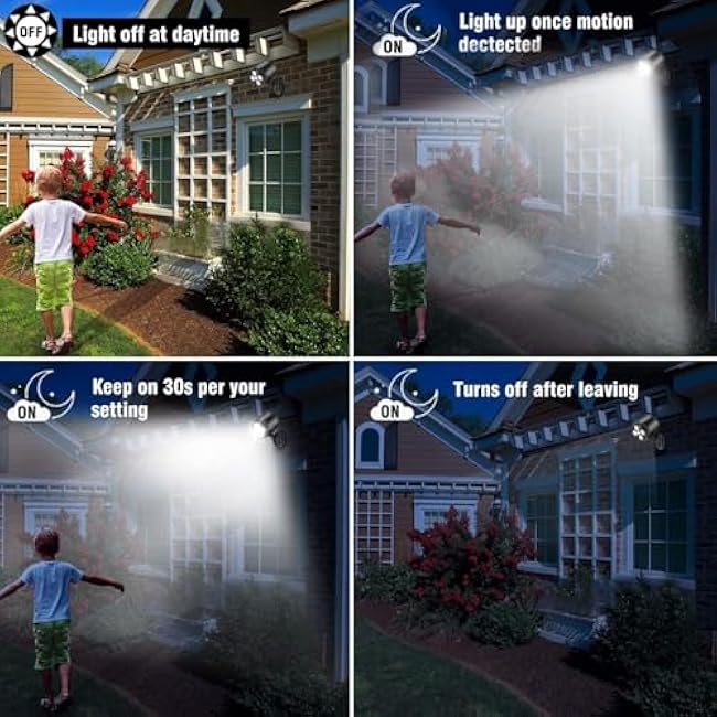 Battery Motion Sensor Light Outdoor, IP65 Waterproof Wireless 6000K Outside Light for Garage/Pathway/Yard (2 Pack, Black)