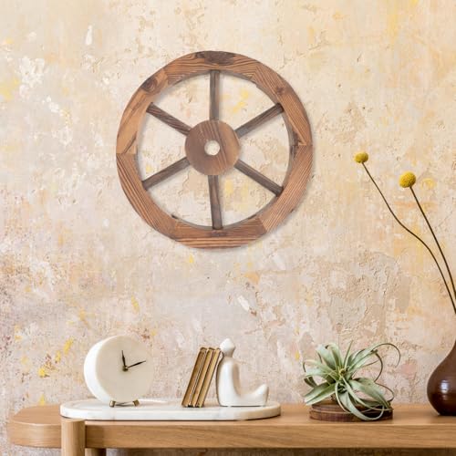 Rueda de madera rústica de 9,95" para colgar en pared exterior e interior 6