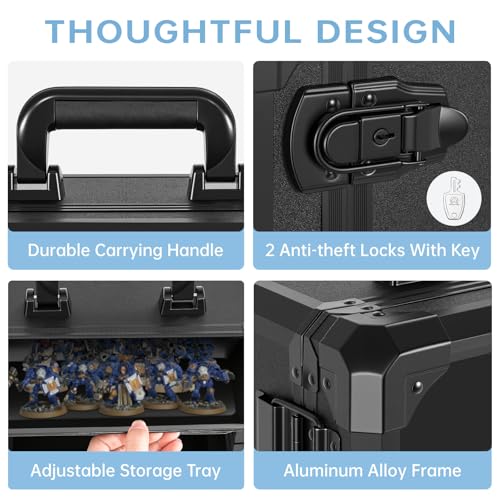 Image of Miniatures Storage Case Miniatures Transport Case Aluminum Alloy Frame with Lock (Large Size)