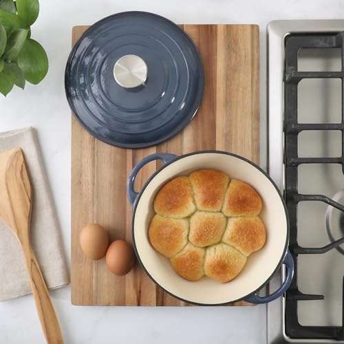 Image of Gibson Home Addlestone 2.65 Qt Enameled Cast Iron Dutch Oven Pot with Lid - Round, Oven Safe to 500F, Ideal for Bread Baking & Stews - Gradient Navy Blue