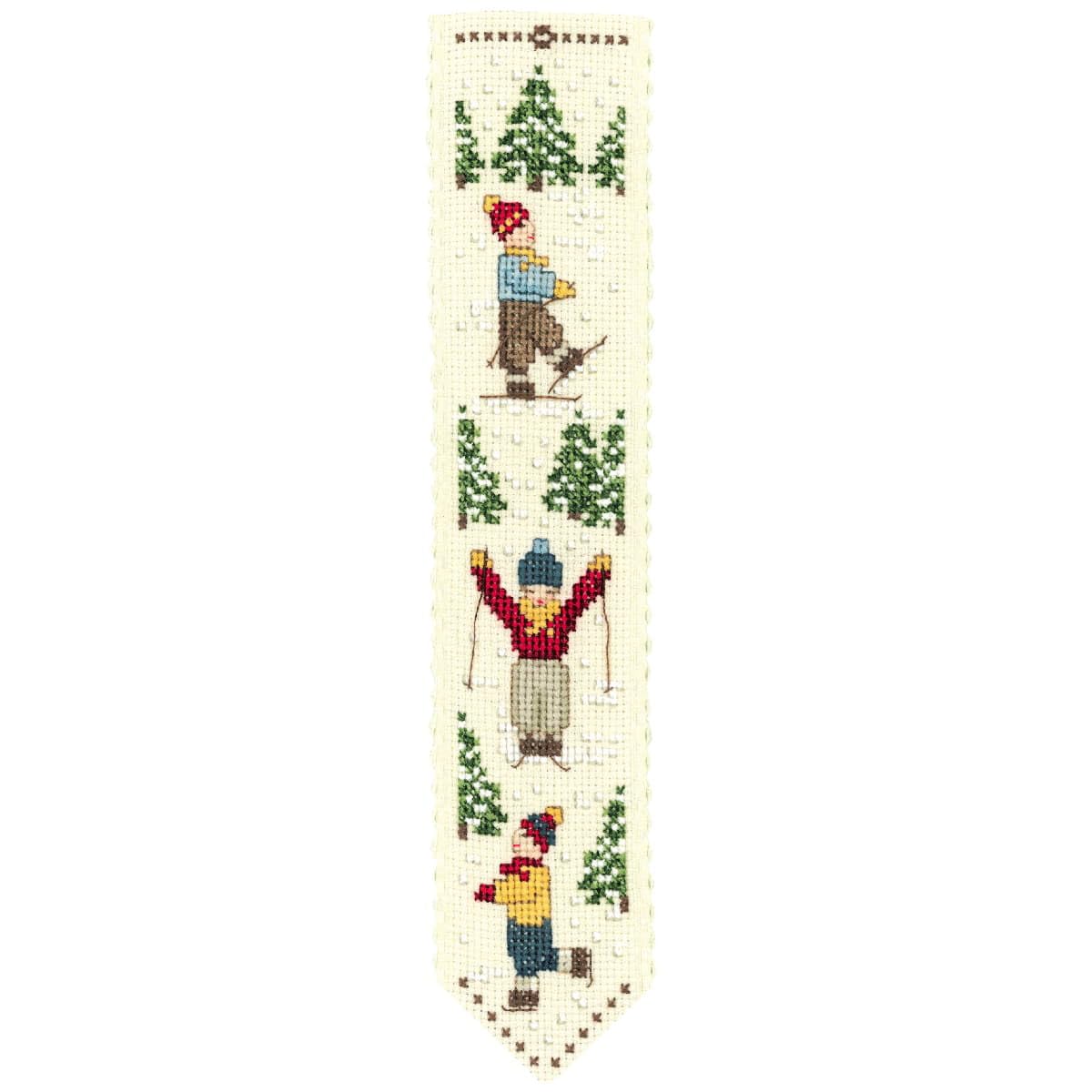 Le Bonheur des Dames bookmark counted cross stitch kit ""Skiers"", 5x20cm, DIY
